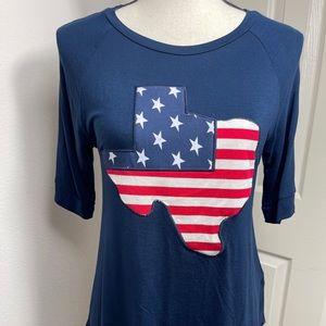 3/4 sleeve Texas America shirt red white & blue